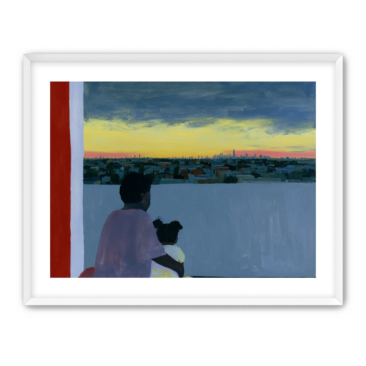 City lights beyond the parapet