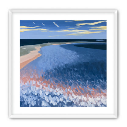 Pale sand in blue water