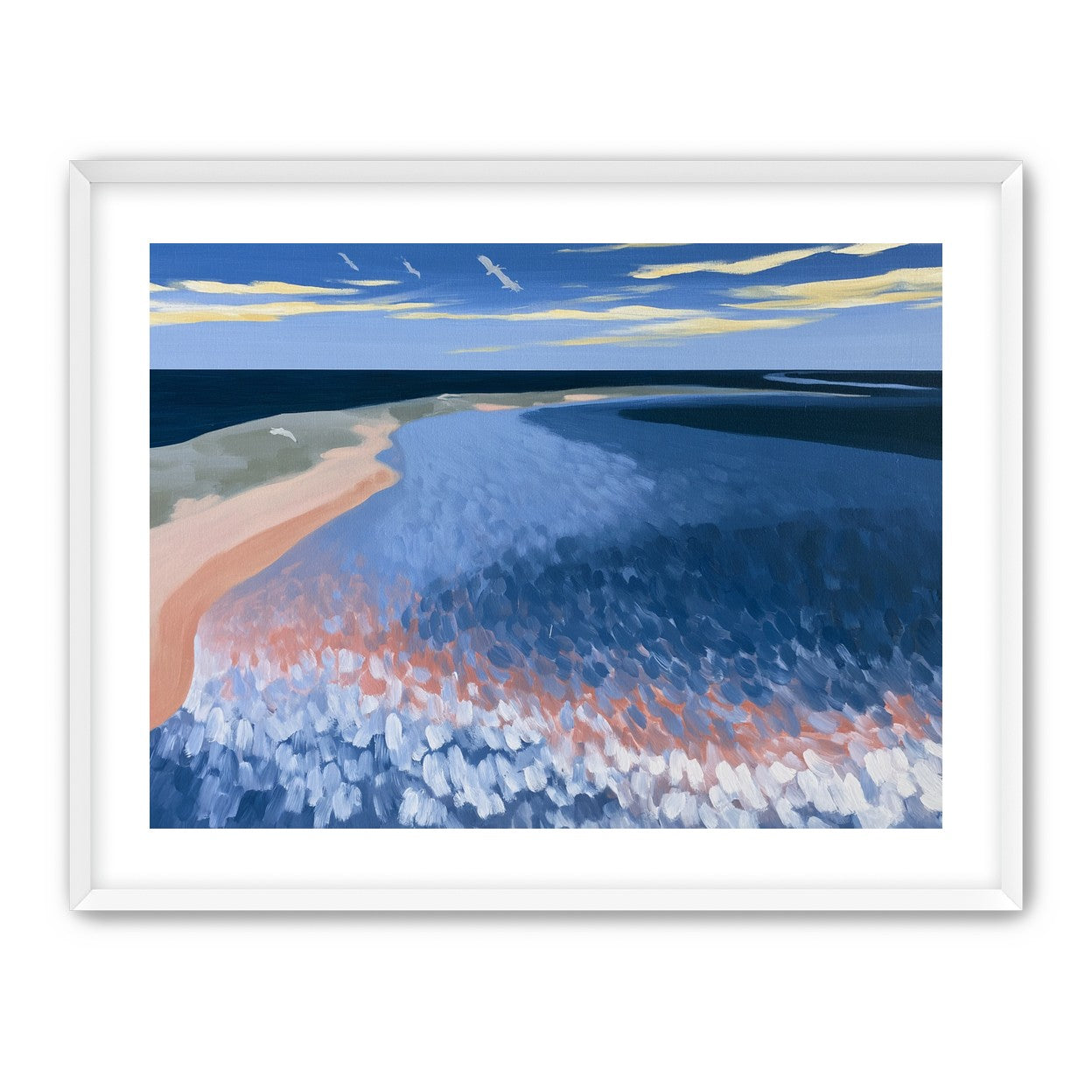Pale sand in blue water