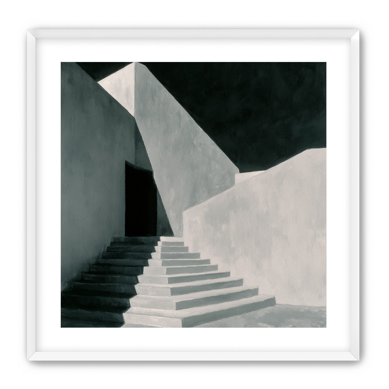 Stairs into the black doorway