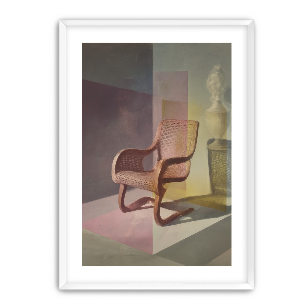 Cane chair within color panes