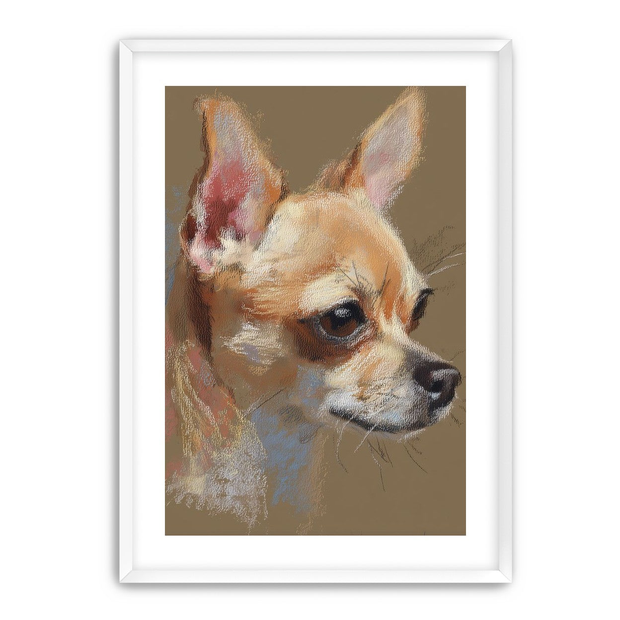 Pastel dog in profile