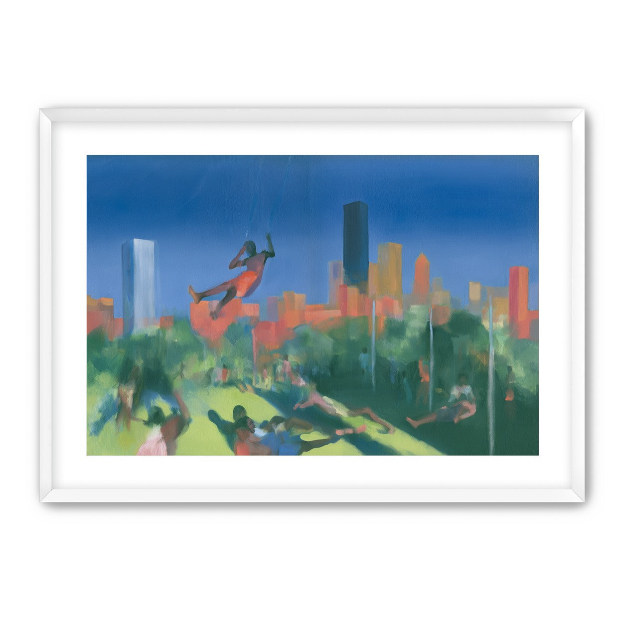 Swinging over the city park