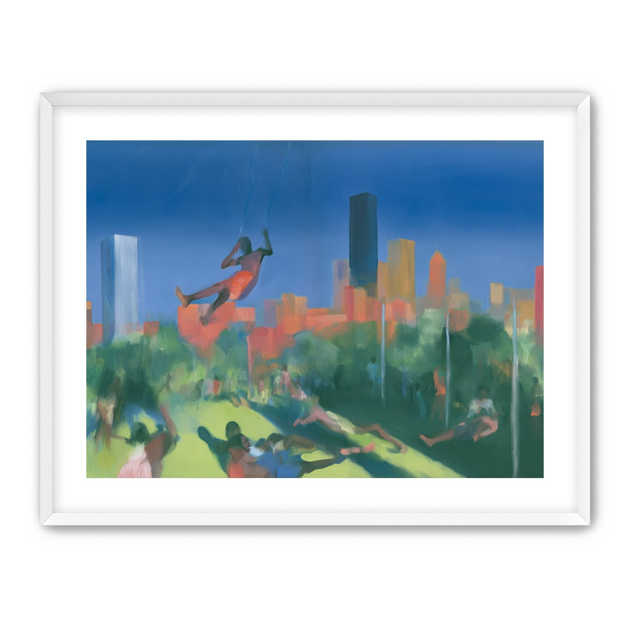 Swinging over the city park