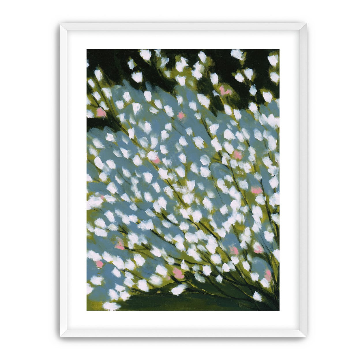 Pink breaks the white field