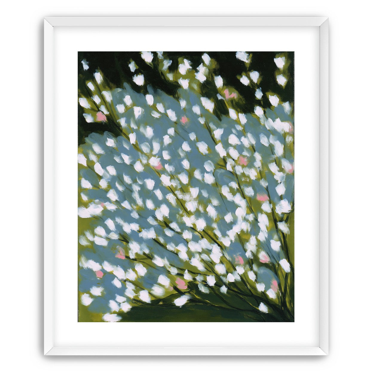 Pink breaks the white field