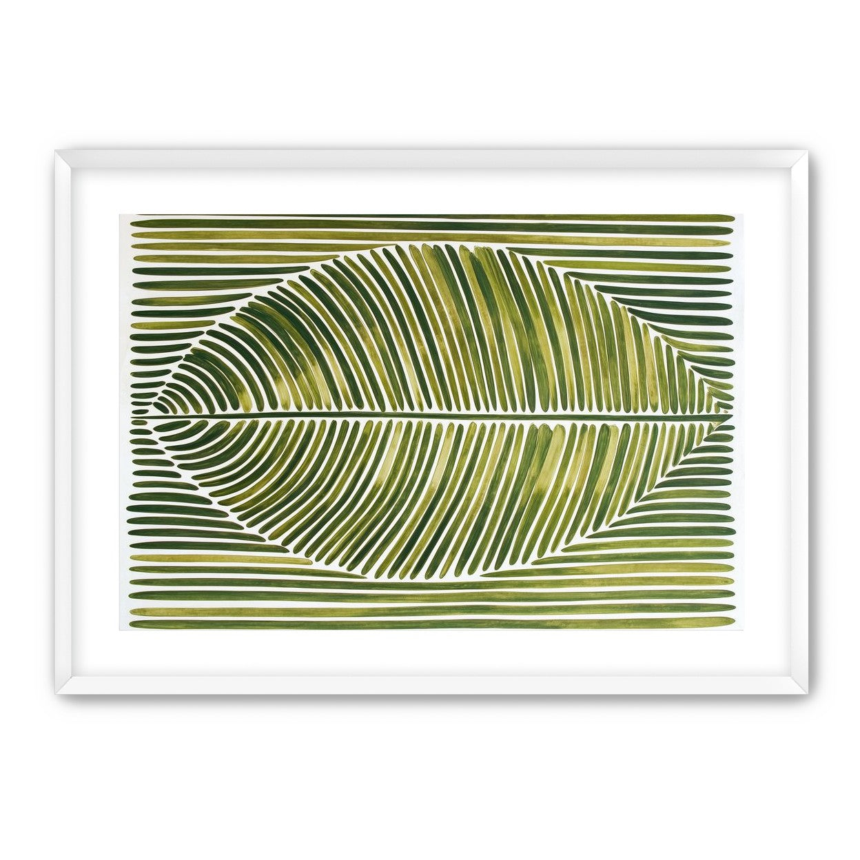 Palm frond in green bands