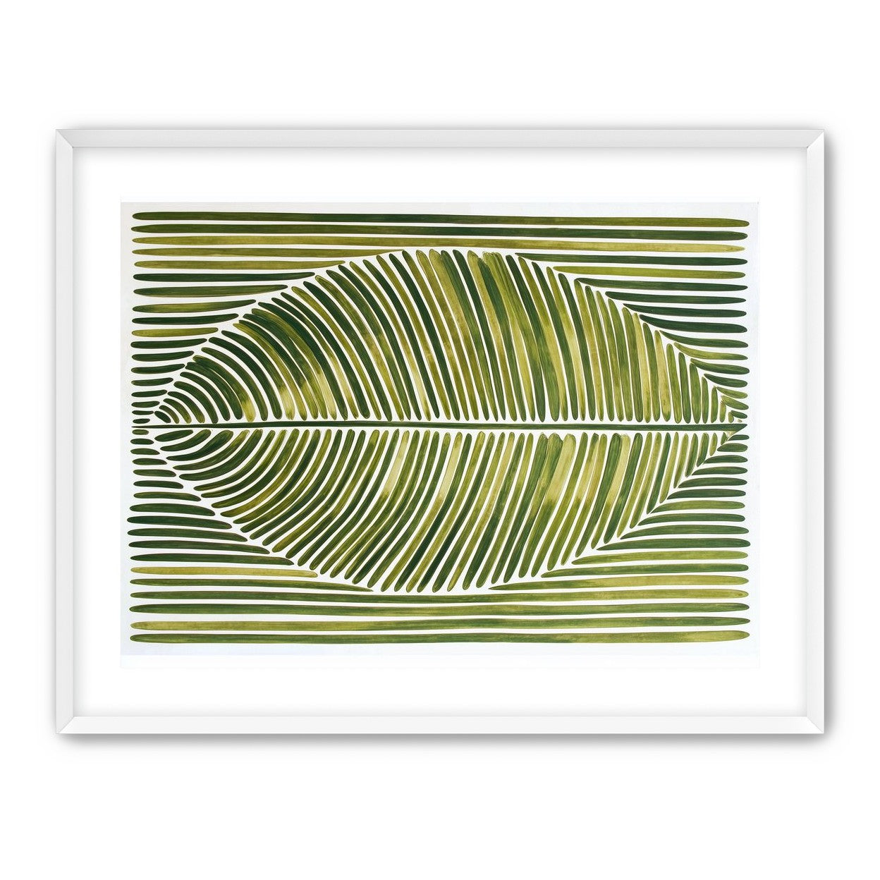 Palm frond in green bands