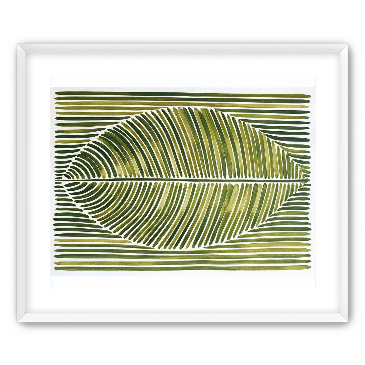 Palm frond in green bands