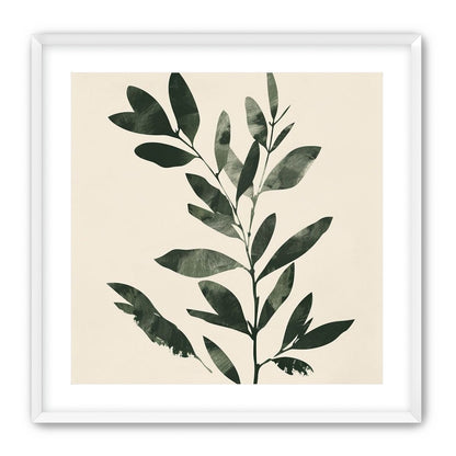 Dark green leaves on cream