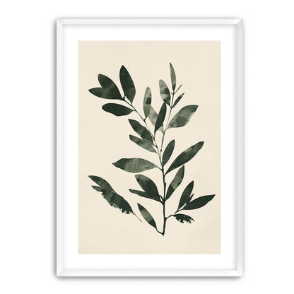 Dark green leaves on cream