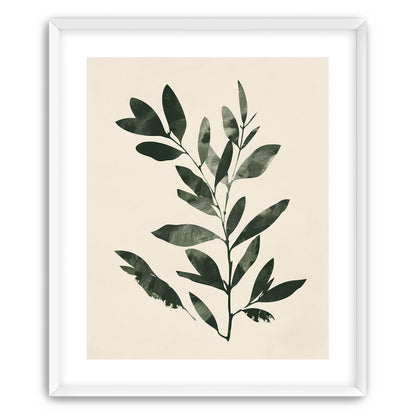 Dark green leaves on cream