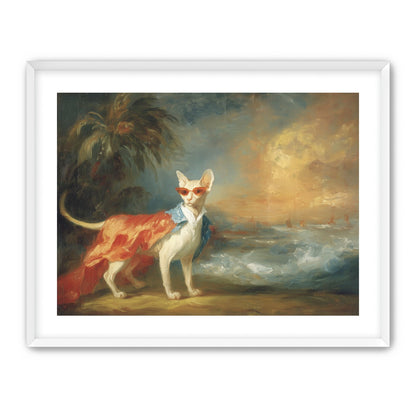 Sunglasses cat at the shore