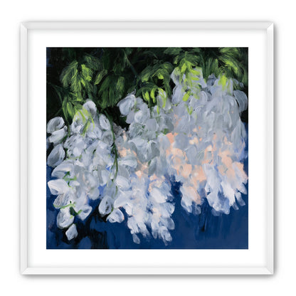 White blooms in blue shade