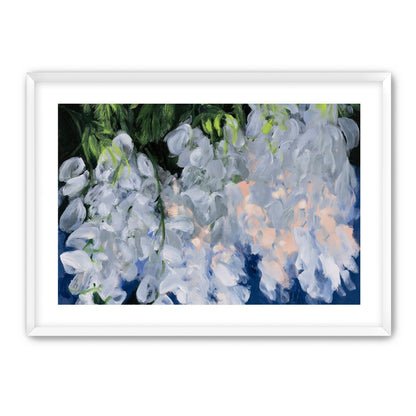White blooms in blue shade