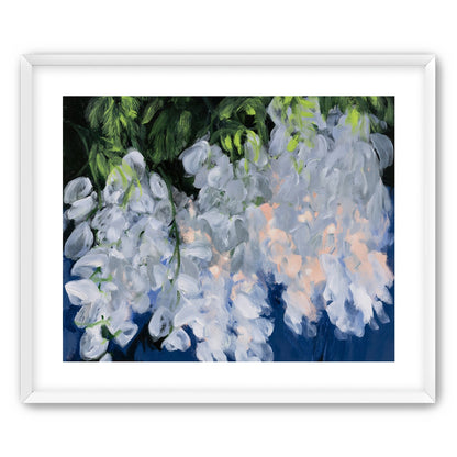 White blooms in blue shade
