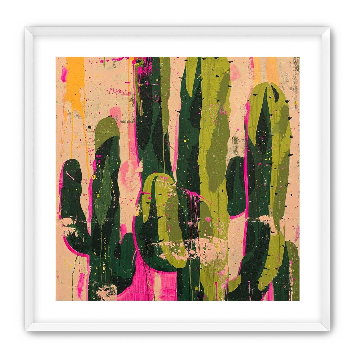 Cacti within pink drips