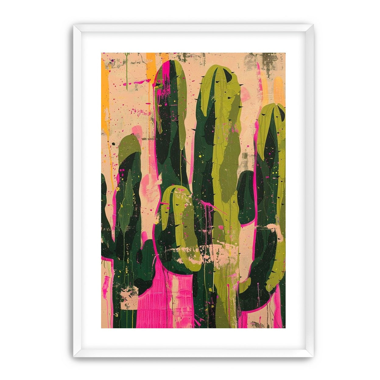 Cacti within pink drips