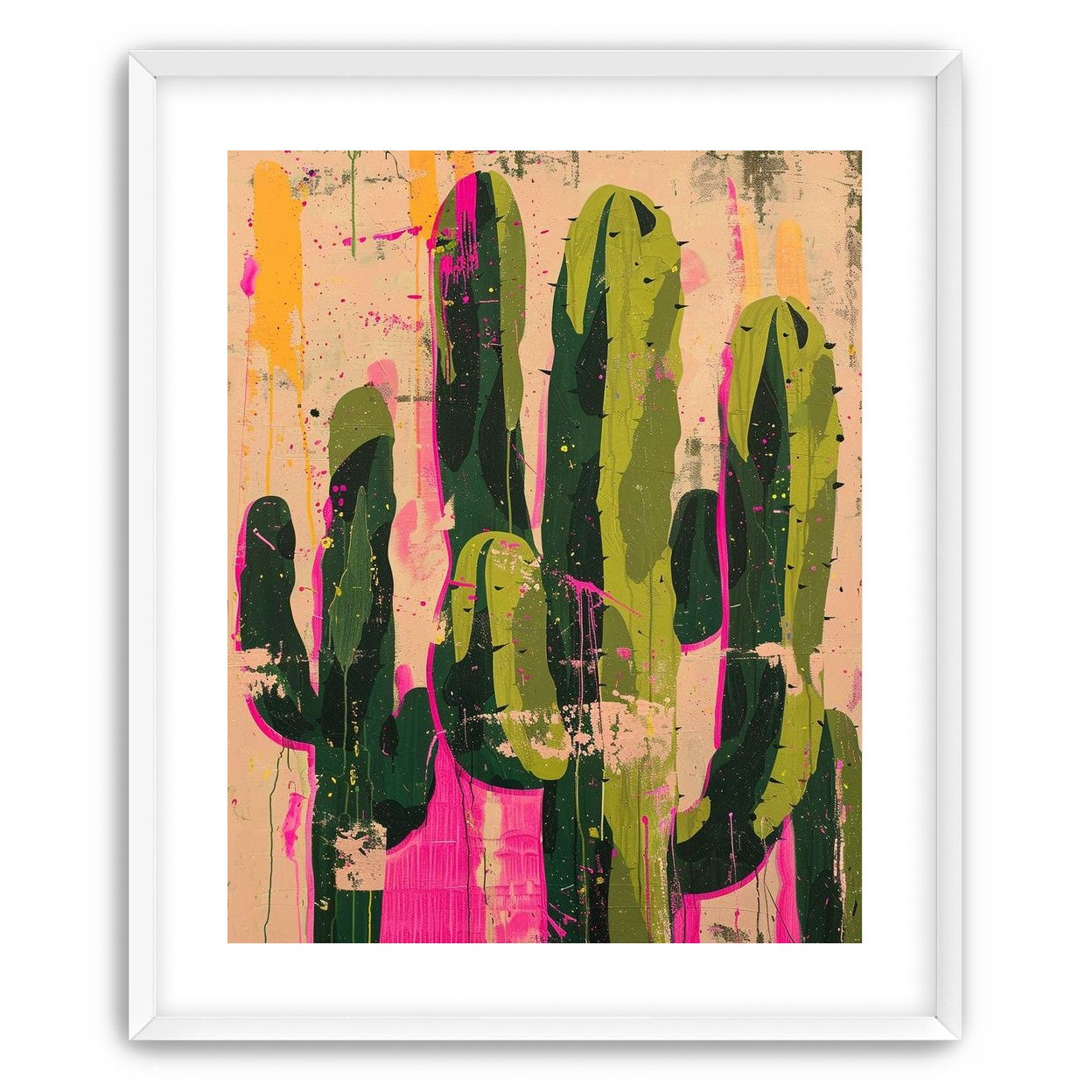 Cacti within pink drips
