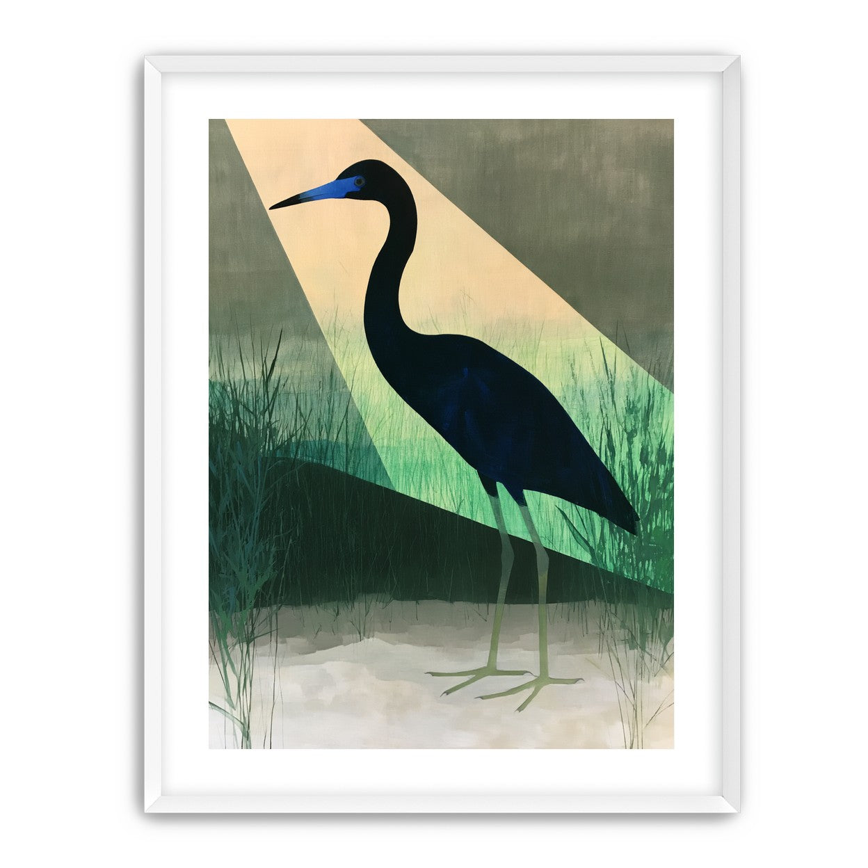 Blue beak in green light