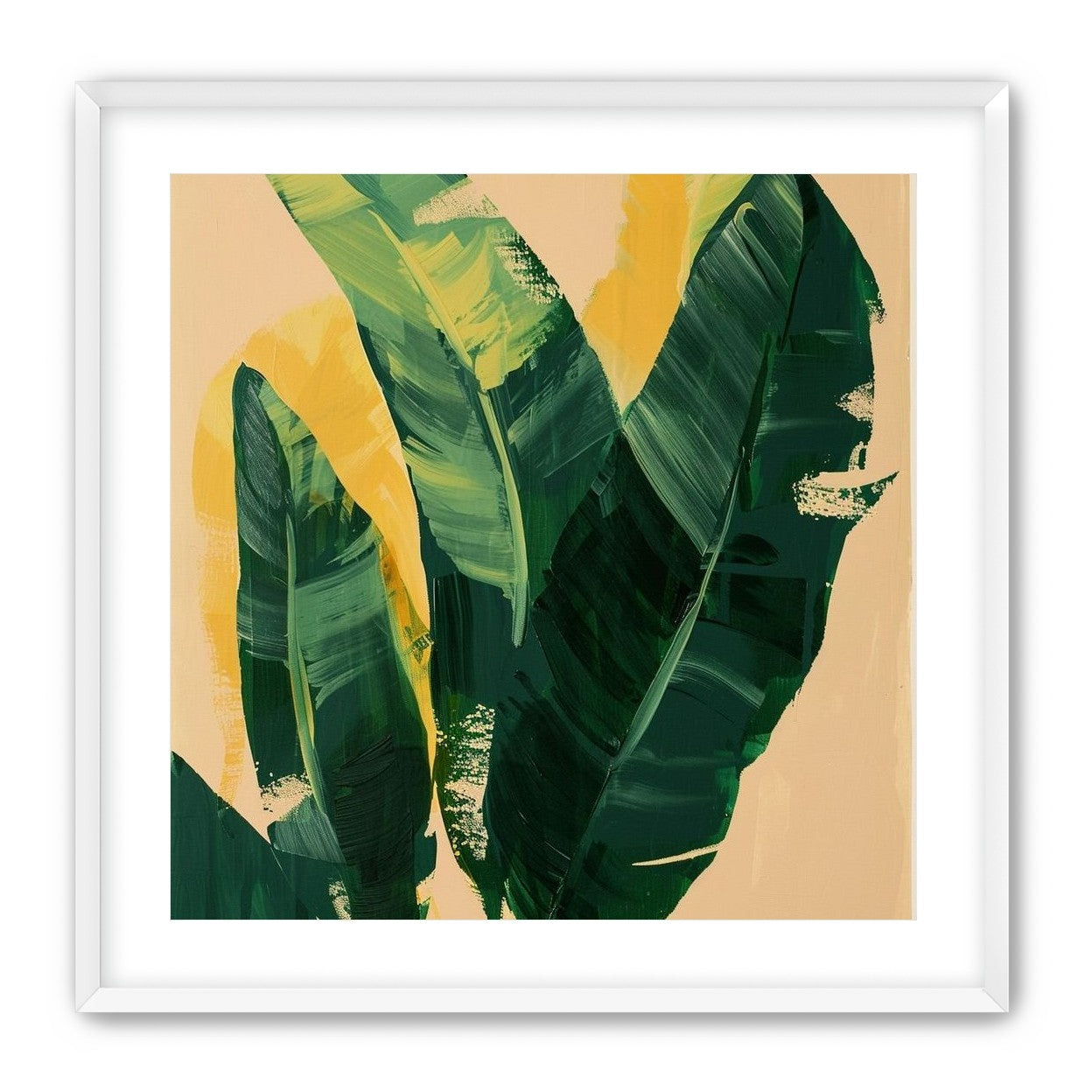 Green leaves in warm haze