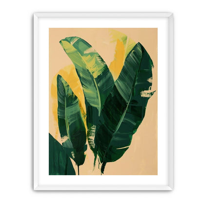 Green leaves in warm haze
