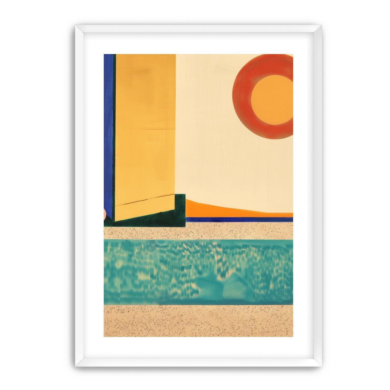 Red sun over turquoise water