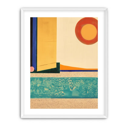 Red sun over turquoise water