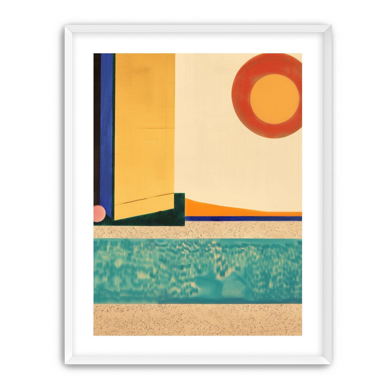 Red sun over turquoise water
