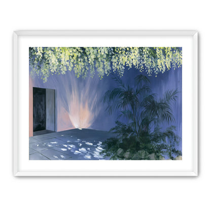 Light beneath hanging blossoms