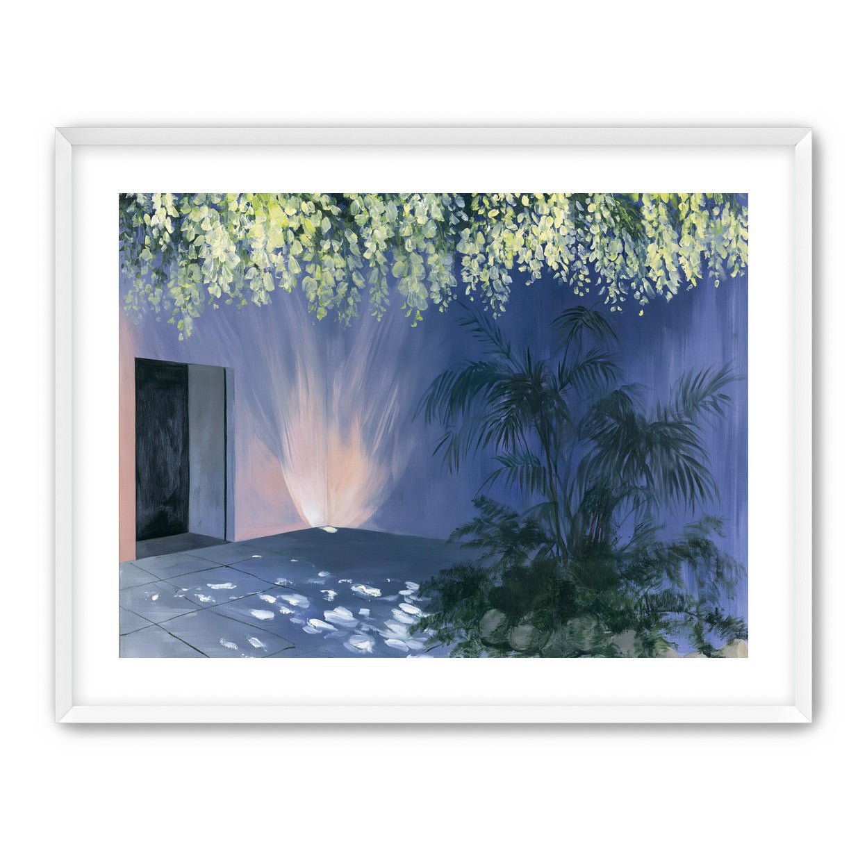 Light beneath hanging blossoms