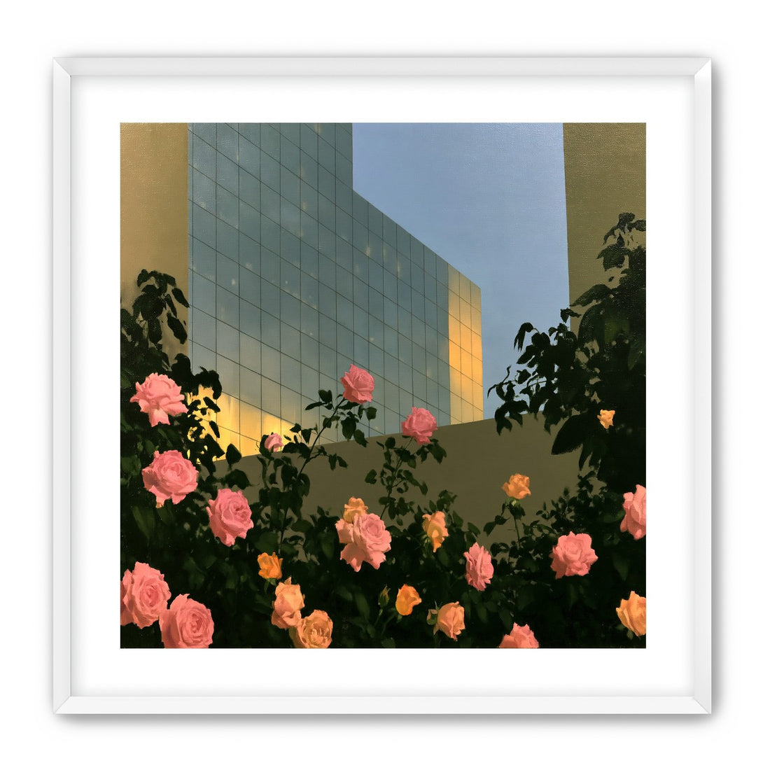 Roses against the glass wall