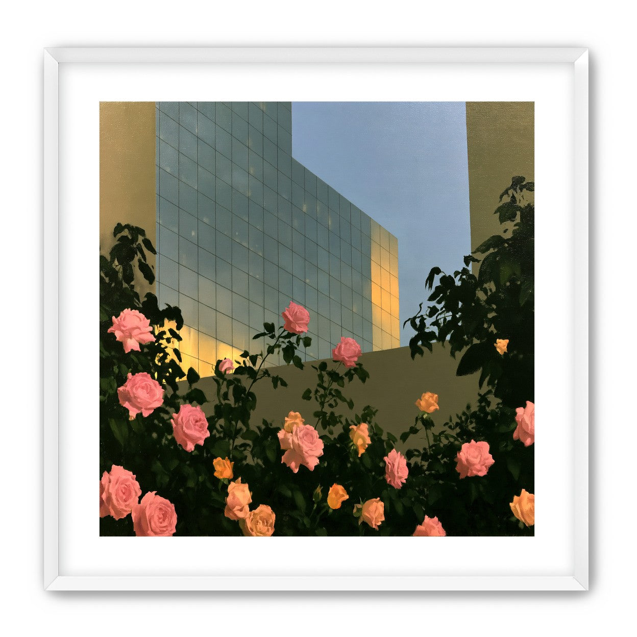 Roses against the glass wall