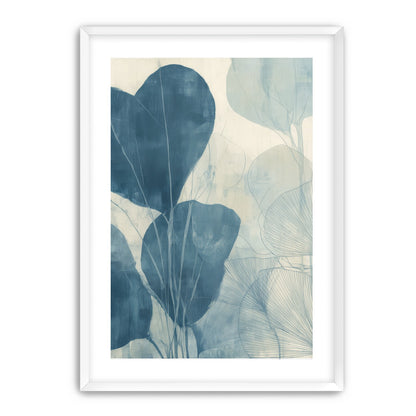 Leaves among pale blue space