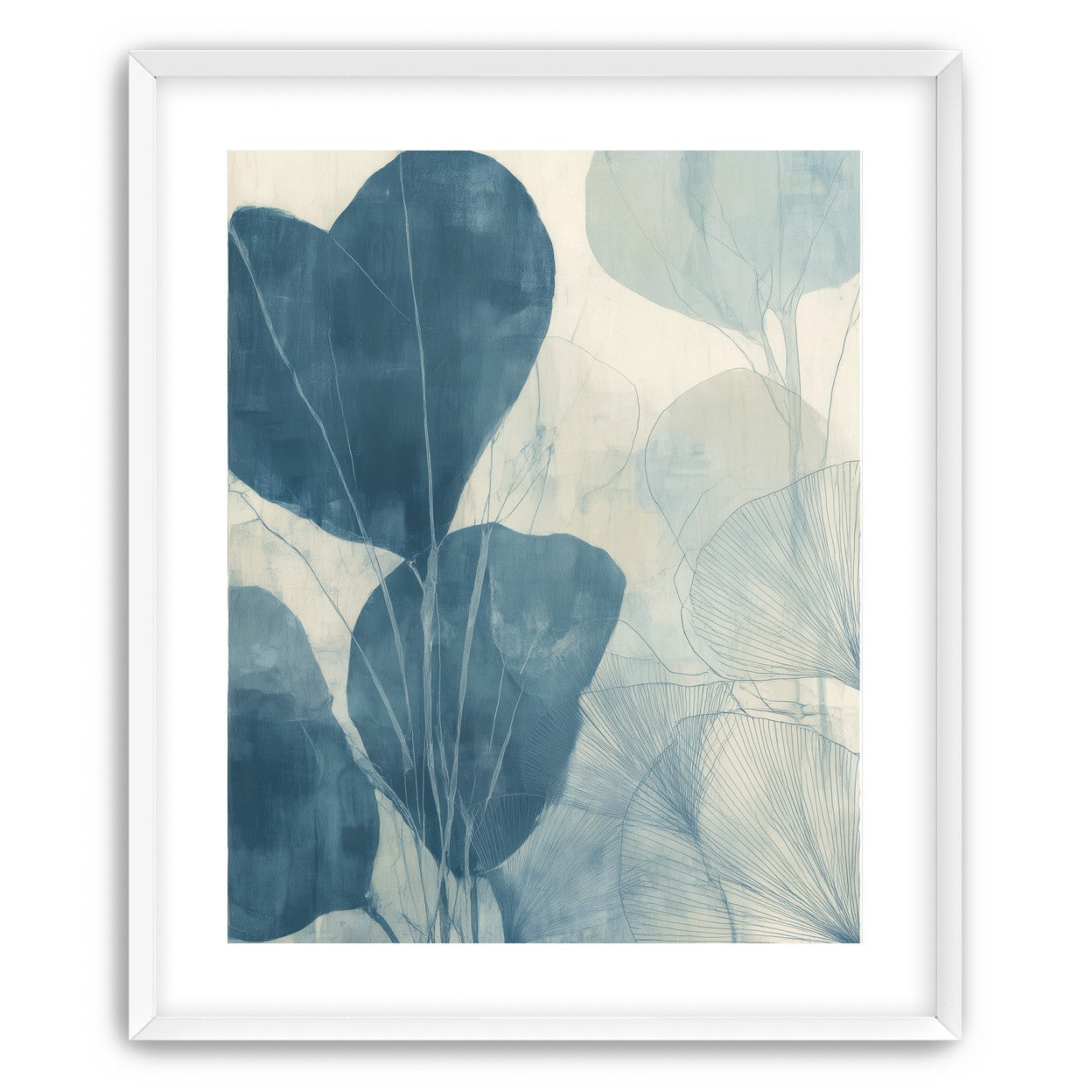 Leaves among pale blue space