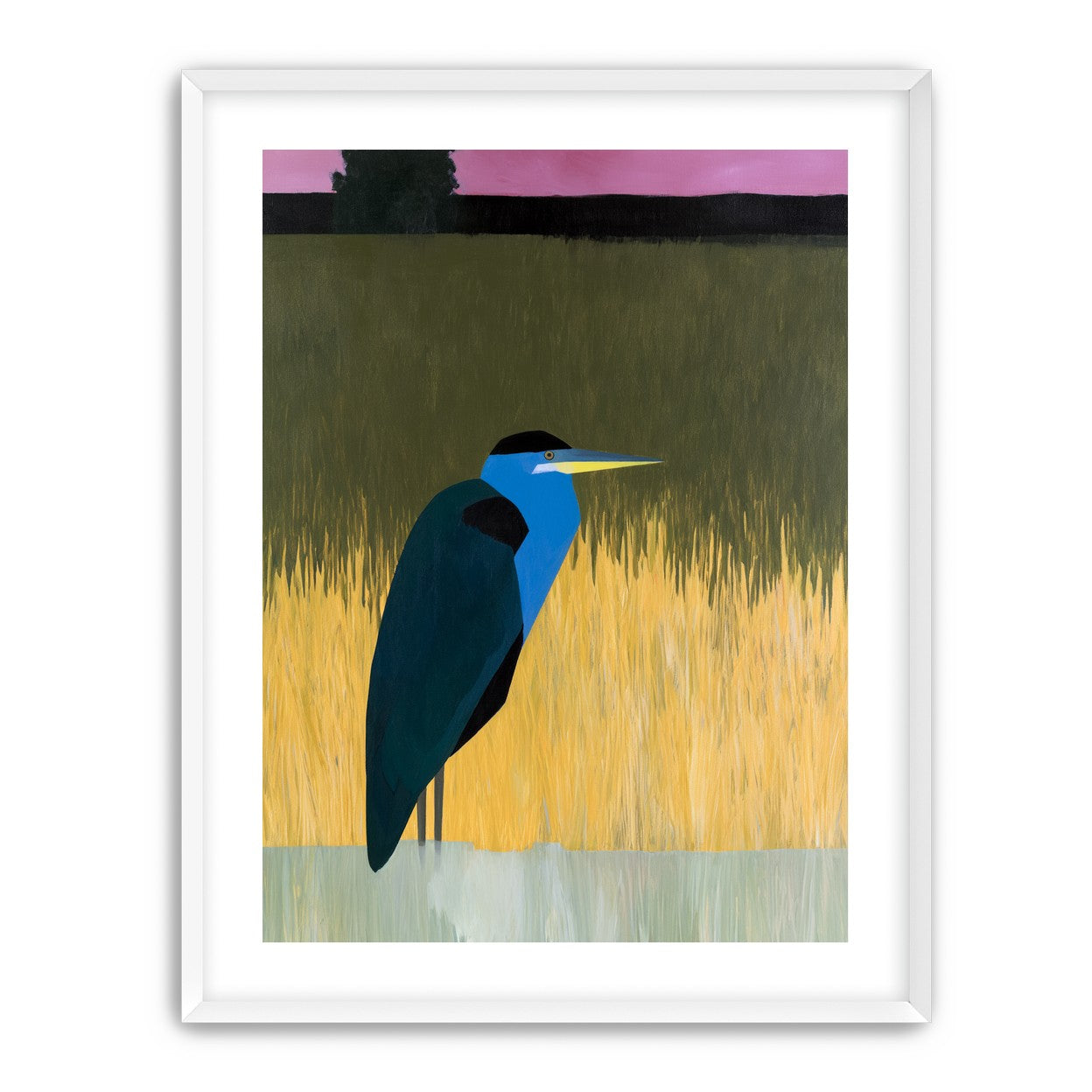 Blue bird in yellow grass