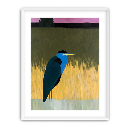 Blue bird in yellow grass