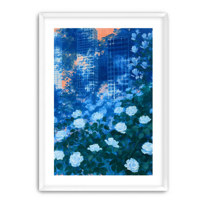 White roses before the towers