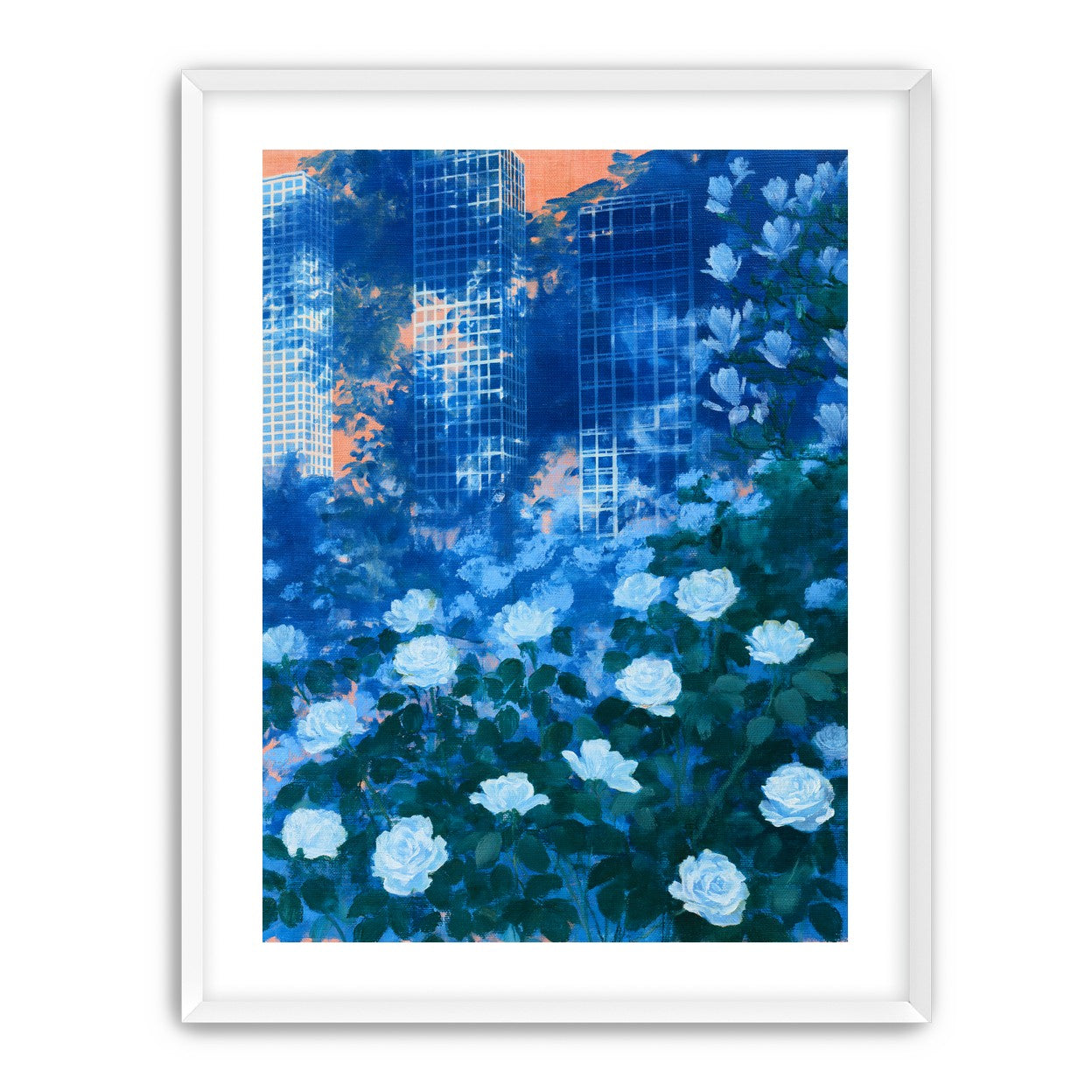 White roses before the towers