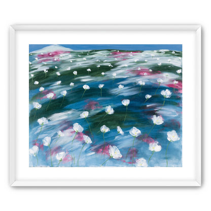 White flowers in windblown hills