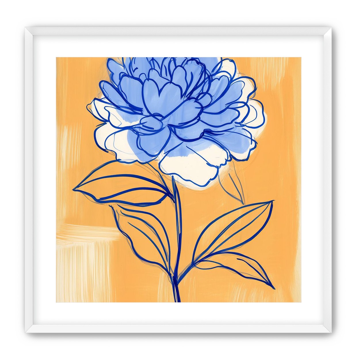 Blue Flower on Orange Field