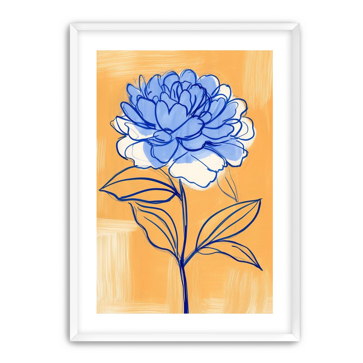Blue Flower on Orange Field