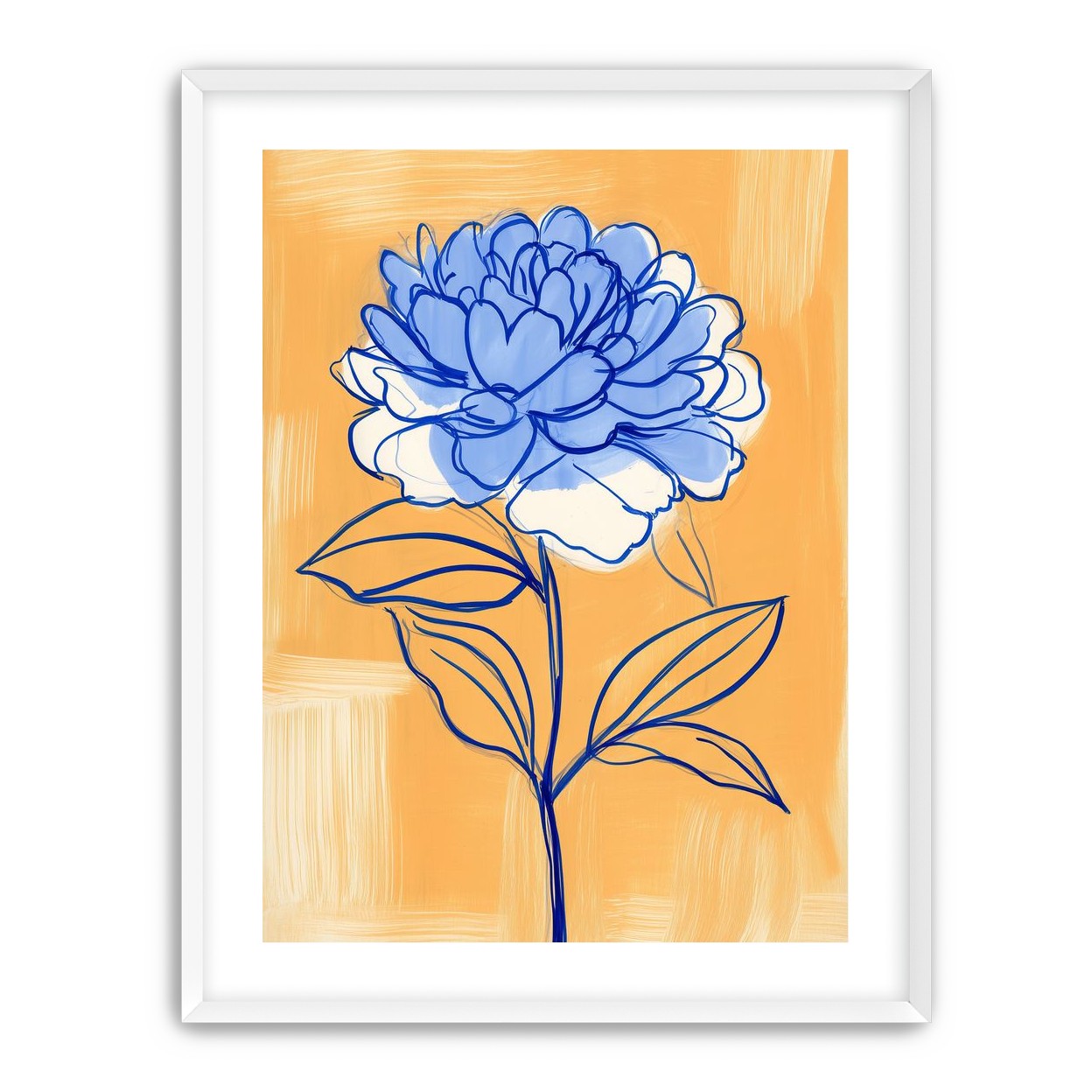 Blue Flower on Orange Field