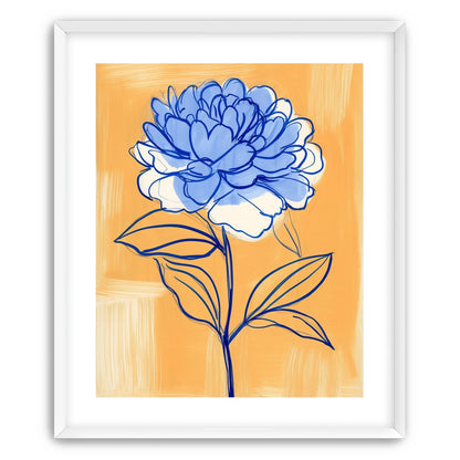 Blue Flower on Orange Field