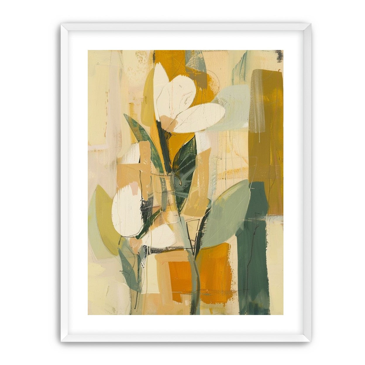 White forms within ochre blocks