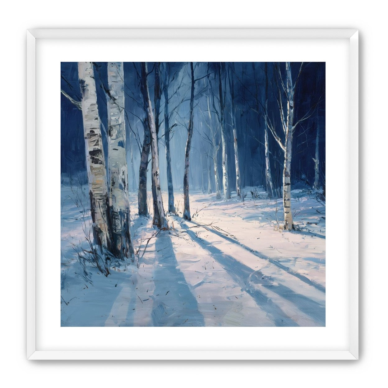 Snow Shadows Between Trunks