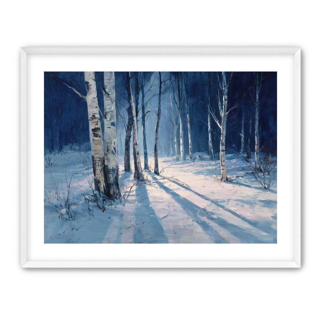 Snow Shadows Between Trunks