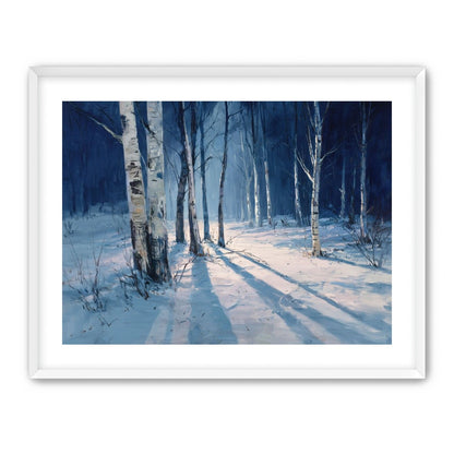 Snow Shadows Between Trunks