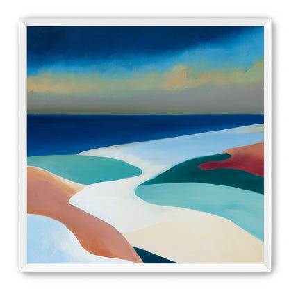 Sandbars under a heavy blue sky