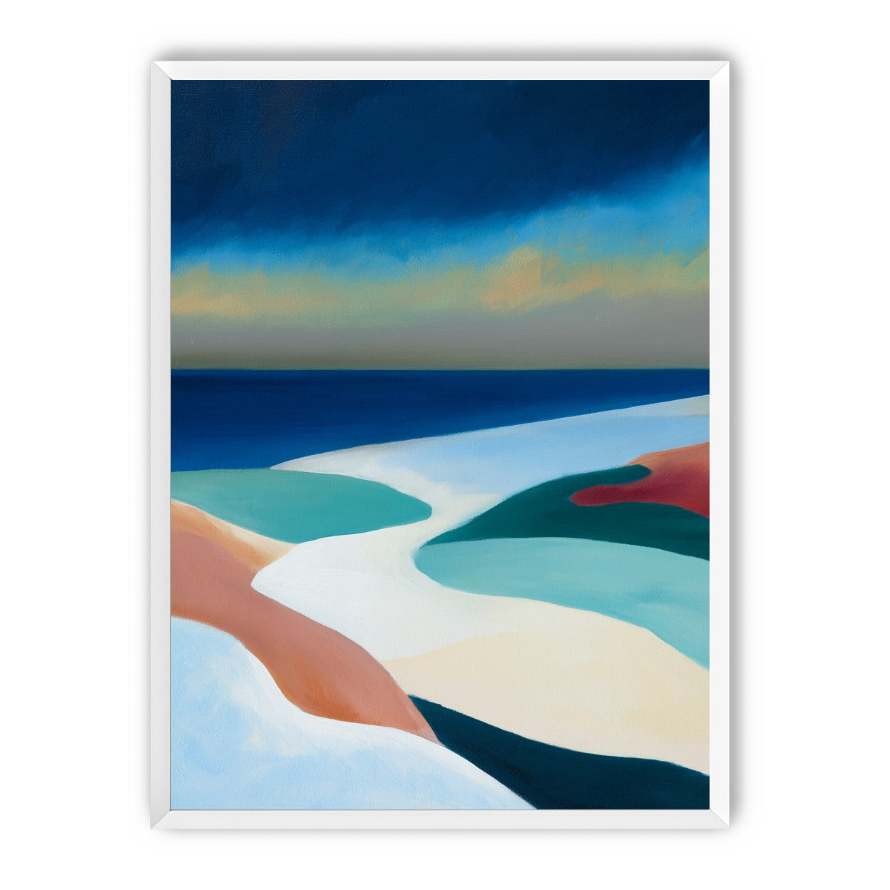 Sandbars under a heavy blue sky